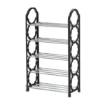 4-Layer Durable Compact Black Shoe Rack - 1 Pc for Long-Lasting Use