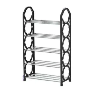 4-Layer Durable Compact Black Shoe Rack - 1 Pc for Long-Lasting Use