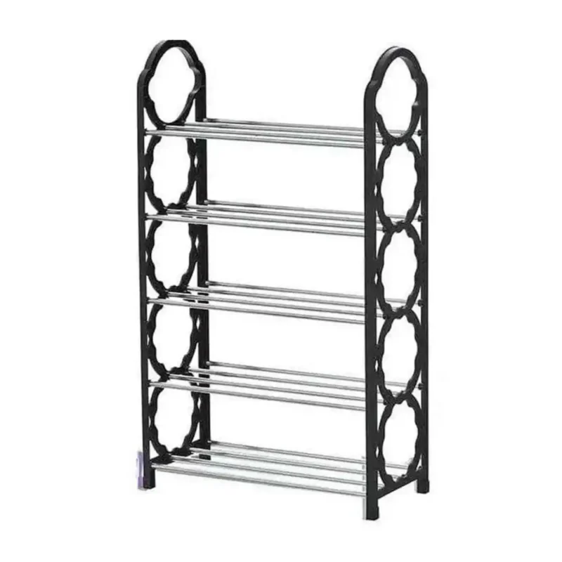 4-Layer Durable Compact Black Shoe Rack - 1 Pc for Long-Lasting Use